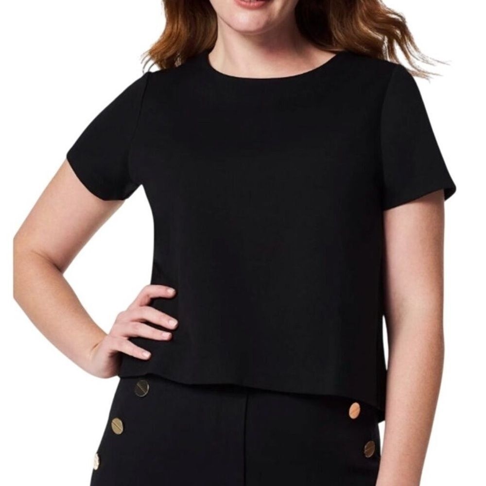 SPANX NWOT The Perfect Pleated Back Top in Black‎ Size 1X